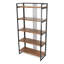 Étagère Laurel, étagère moderne à 5 niveaux en bois et métal avec cadre noir et tablettes brunes