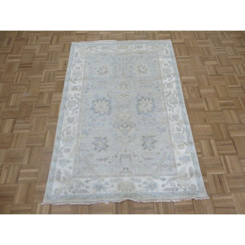 Tapis décoratif en laine noué à la main de conception unique 4 pi 1 po x 6 pi Broadhurst