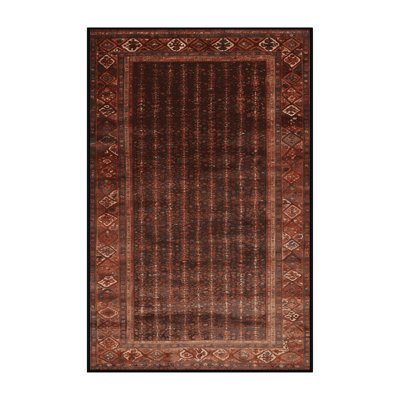 Machine Washable Persian Black Area Rug