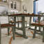Ensemble de table de salle à manger en bois noyer et gris 6 pièces avec 4 chaises et un long banc-612127832-612127833