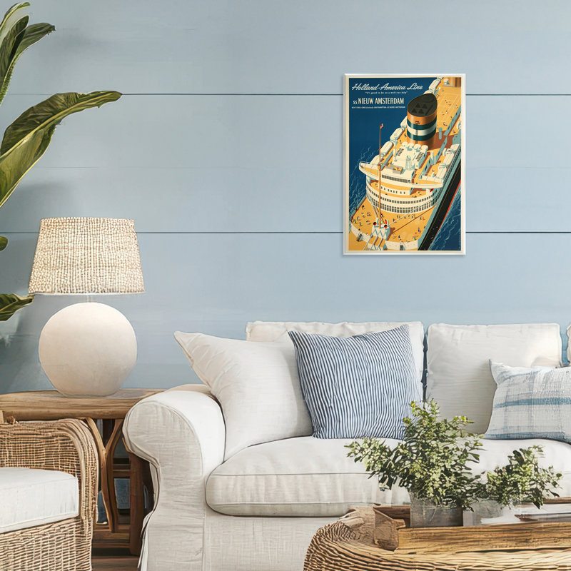 Plaque murale de bateau de croisière Nieuw Amsterdam, design par Vintage Posters, H 15 po x l 10 po