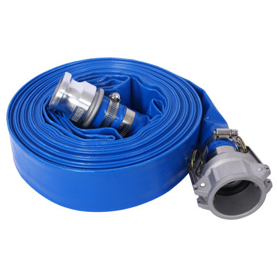 2-Inch x 50-Foot Heavy Duty Reinforced Blue PVC Pool Backwash Hose with Aluminum Camlock Type C & E Fittings