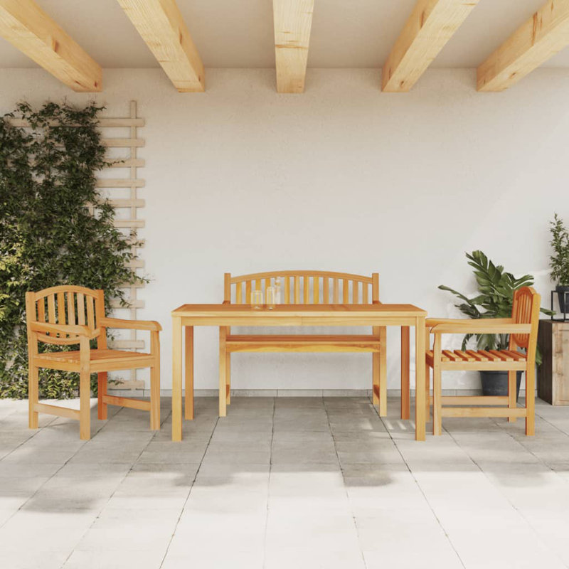 Zali 4 - Person Teak Wood Patio Dining Set with Rectangular Table