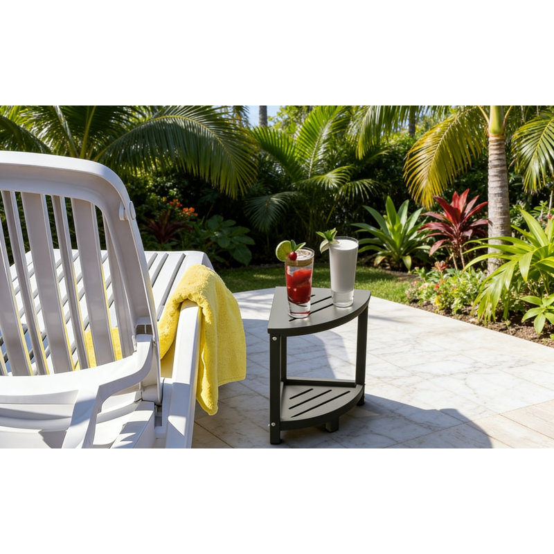 Corner Shower Stool With Shelf - Waterproof Indoor Outdoor Seat, Gray