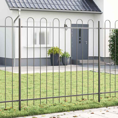 Clôture de jardin vidaXL 6 pièces, gris, 33,46 po x 4,92 pi, acier thermolaqué