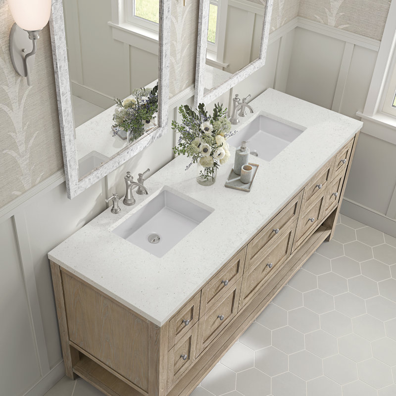 Breckenridge 72'' W Double Vanity, Whitewashed Oak, Lime Delight, 8" Widespread