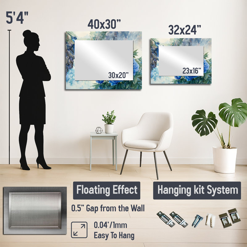 Pivoines par la chute d'eau II - miroir mural floral - imprimé sur métal, 30 po x 40 po