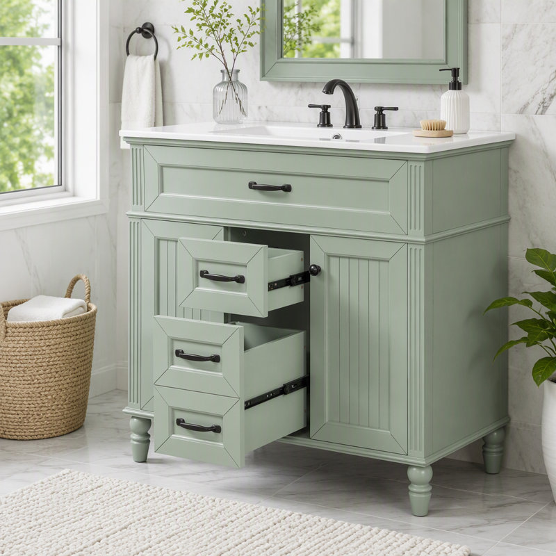 Meuble-lavabo 36 po avec lavabo et rangement de qualité supérieure, Green