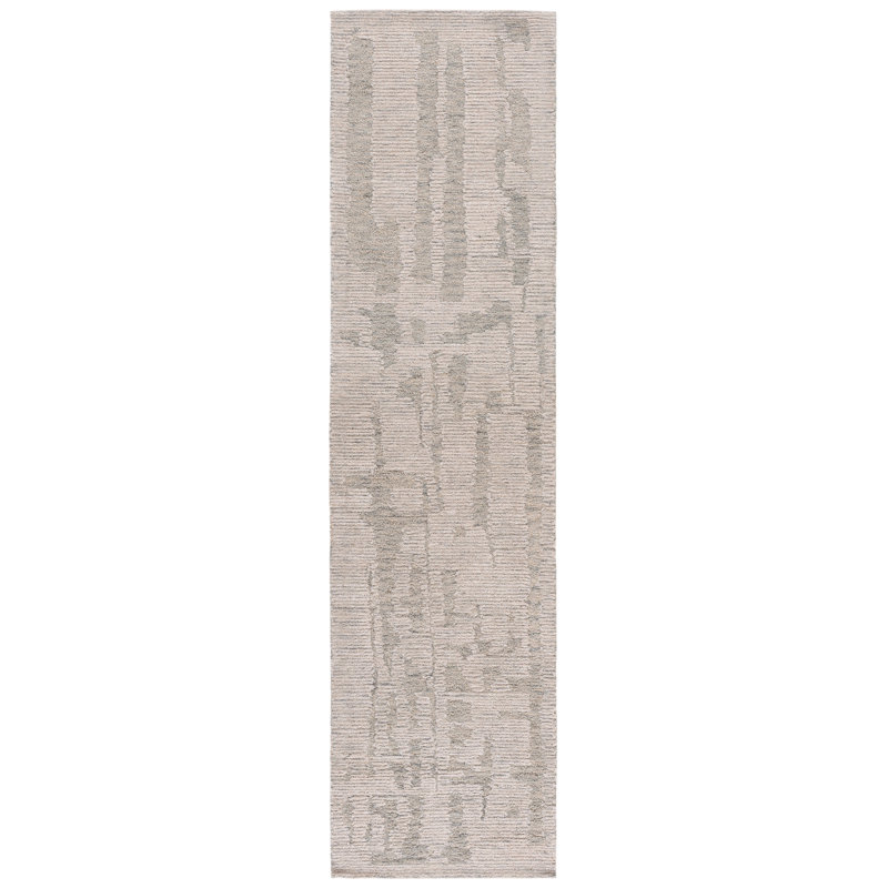 Harvest 301 Hand Tufted Wool; Cotton Abstract Rug in Ivory/Light Blue, Runner 2'3" x 9'