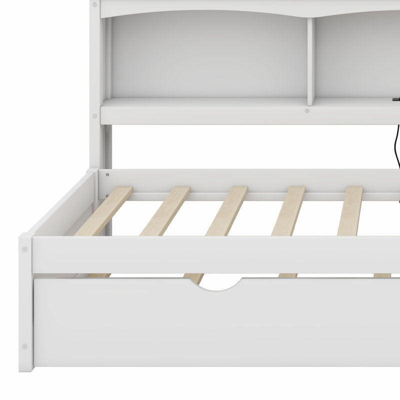 Lit de jour avec couchette, armoires de rangement et ports USB, Blanc