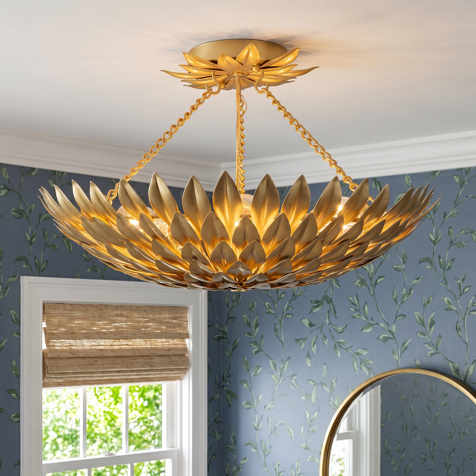 Posie 20-in Aged Gold Semi-Flush Mount