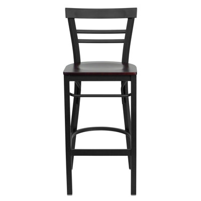 Tabouret de bar et de salle à manger à deux lattes en métal avec siège rembourré en vinyle Worley