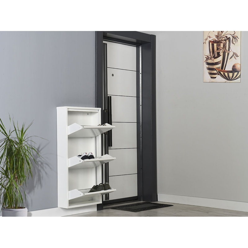 Metal Shoe Rack 3 Drawers, White