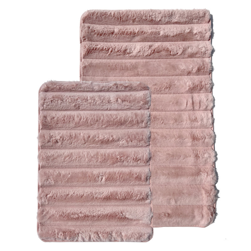 Ensemble de tapis de salle de bain 2 pièces, Rosé
