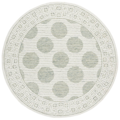 Pine 702 Hand Tufted Wool; Cotton; Latex Geometric Rug in Sage/Ivory