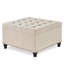 Grand repose-pieds de rangement carré avec pieds en bois, table basse capitonnée avec garniture cloutée pour plus d'espace de vie-28334788