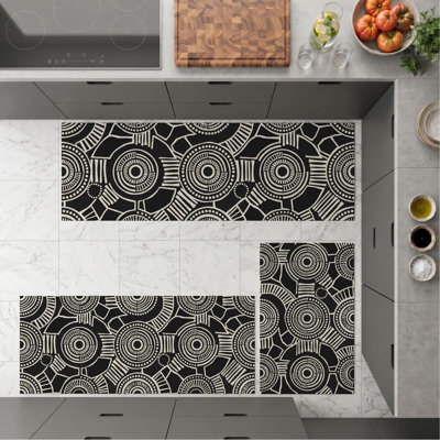 Tapis de cuisine lavables antidérapants à cercles géométriques