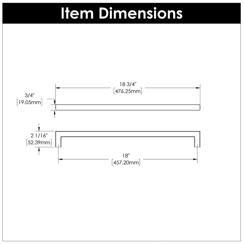 Coventry Center Appliance Pull, Polished Nickel, 0.75", 18"