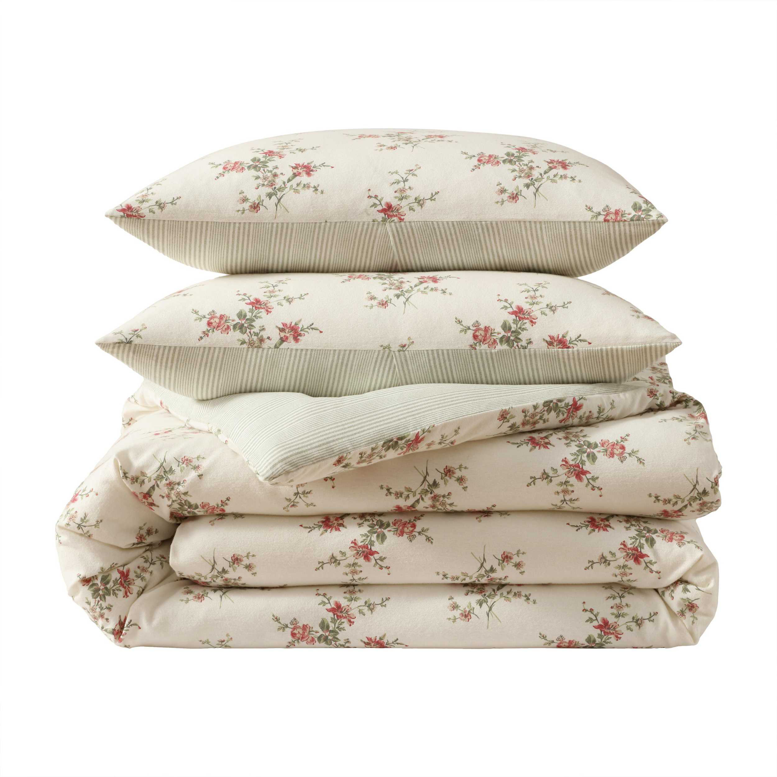 Laura Ashley Jessika Cotton Flannel Red Comforter Set - King Comforter