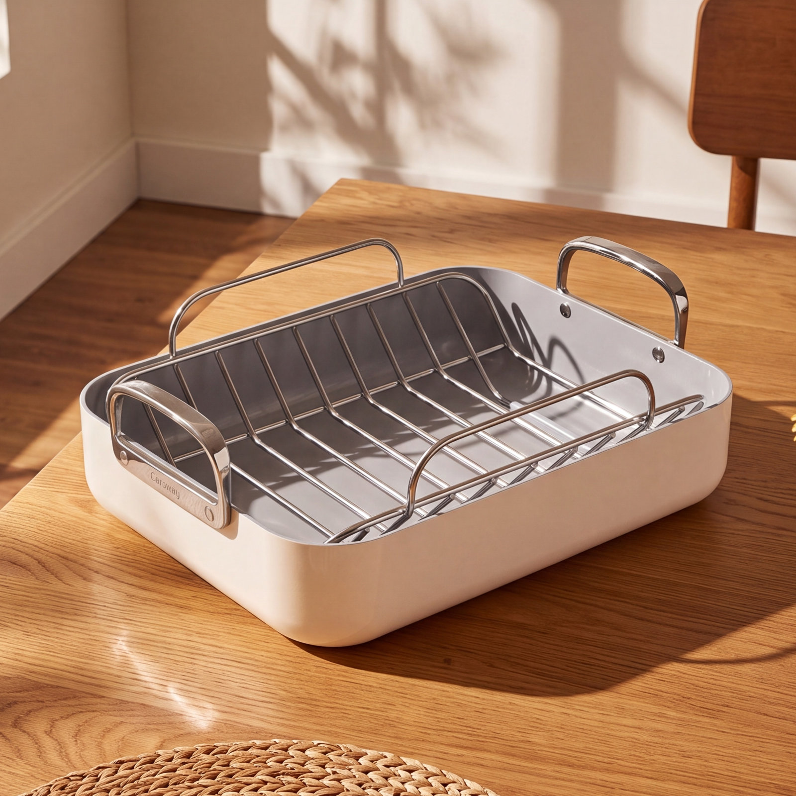 Caraway Nonstick Roasting Pan with Rack, Cream