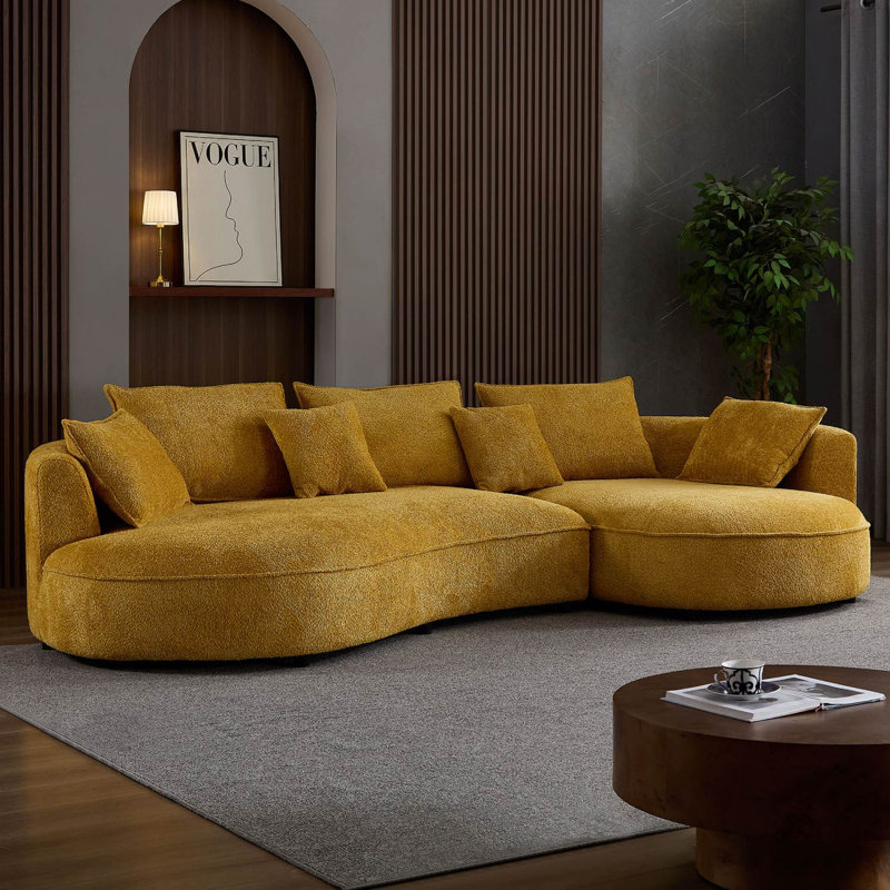 Canapé modulaire incurvé surdimensionné 124,8 po, Boucle jaune, Orienté à droite