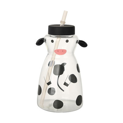 Pichet à eau en verre de vache avec tasse en verre, petite carafe en verre pour jus de limonade et thé au lait, bouteille de verre en verre borosilicaté pour bureau à domicile