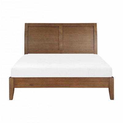 Transitional Bedroom Furniture 1pc Queen Platform Bed Light Brown Finish Sleigh Headboard(Only Bed)