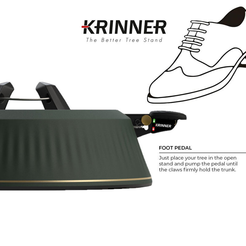KRINNER Christmas Tree X-6 - Green Tree Stand - Original Single Cable Operation, Holds up to 6 ft Live Trees - Foot Pedal Setup & Water Reservoir with Level Indicator - German Made