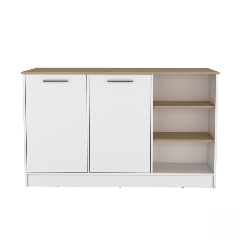 Kitchen Island, White/Natural