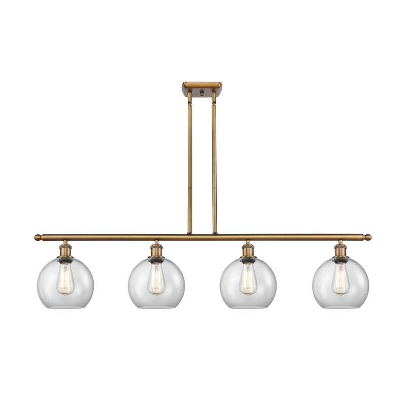 Baptista 4 - Light Kitchen Island Pendant, Clear, Brushed Brass, LED