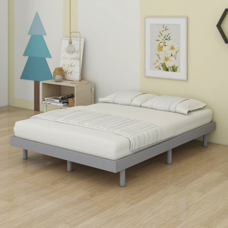 Modern Design Floating Platform Bed Frame, Gray