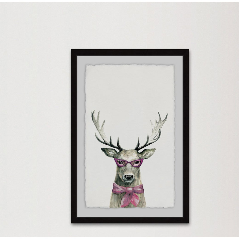 " Pink Buck " Painting Print, 12" H x 8" W x 1.5" D