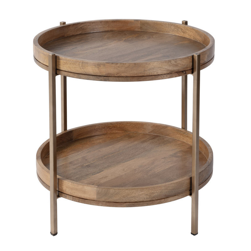 Damirra Wood & Metal Side Table, Natural Brown