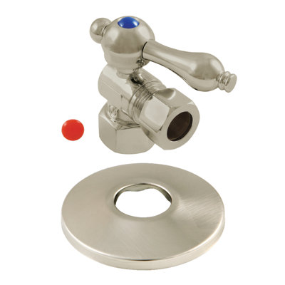 Kingston Brass 1/2-Inch FIP x 1/2-Inch OD Comp Quarter-Turn Angle Stop Valve with Flange
