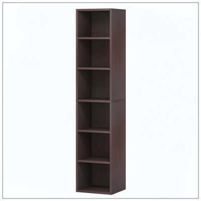 6-Tier Narrow Corner Cherry Cube Bookcase Storage