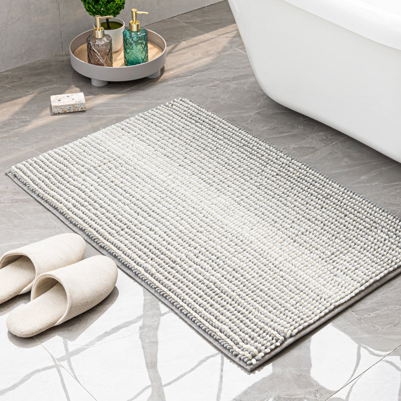 Tapis pour salle de bain en chenille douce Zager, Gris clair, L 36 po x l 24 po