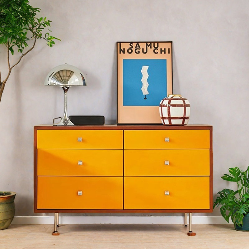 Solid Boxwood Six-Drawer Hallway Cabinet