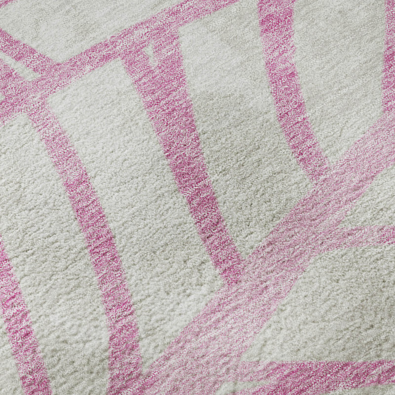 Premium Machine Washable Lisse Pink Rug, Round 8'