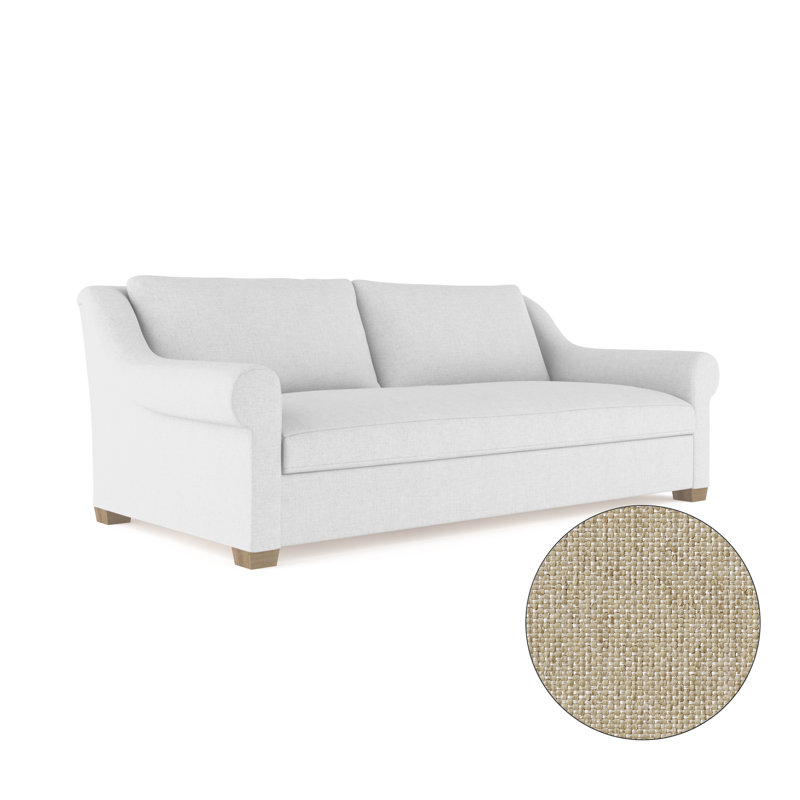 Canapé Thompson, H 32 po x l 84 po x P 41 po, Lin huître Pebble Weave, Brun foncé