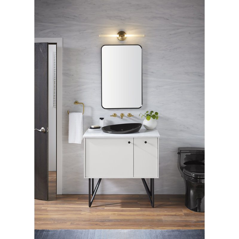 Miroir de salle de bain mural, 36 po x 24 po, Noir mat