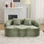Canapé incurvé vert avec accoudoir rond, canapé à compression avec 2 coussins, crème pour petits espaces, sans assemblage-761443373