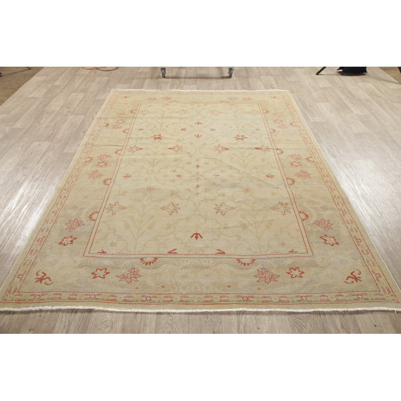 Tapis de zone en laine 6 pi 1 po x 8 pi 3 po one-of-kind à la main-noué la new age oushak Nis