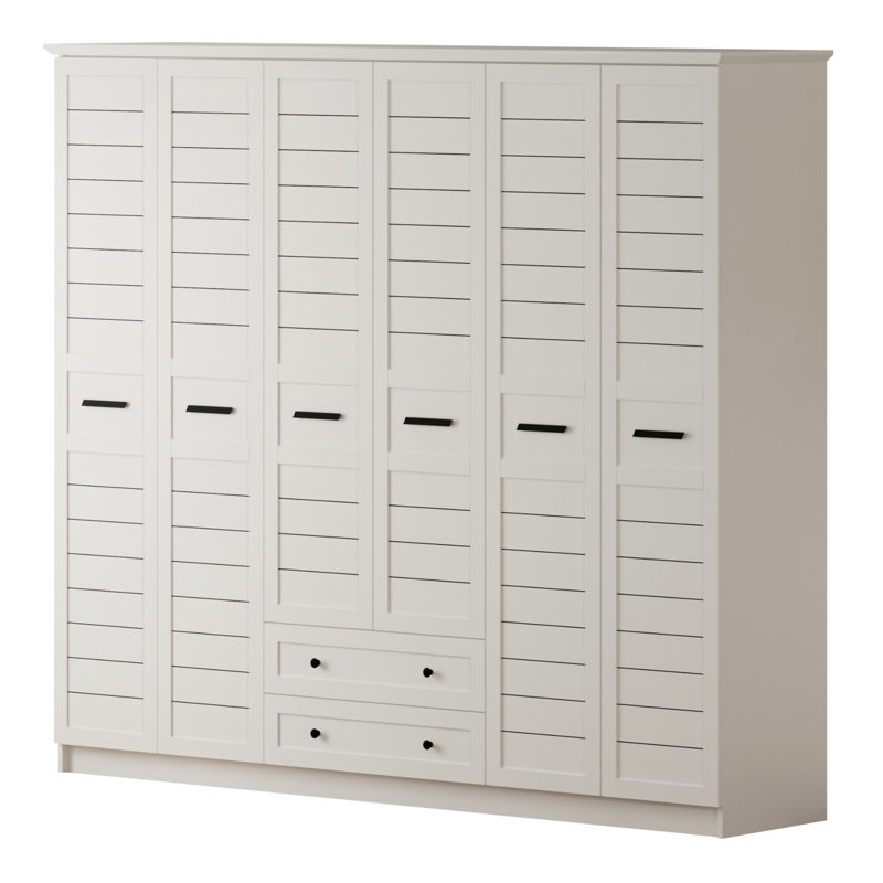 Schaffer 6 Door Manufactured Wood Wardrobe, 184cm H x 210cm W x 52cm D