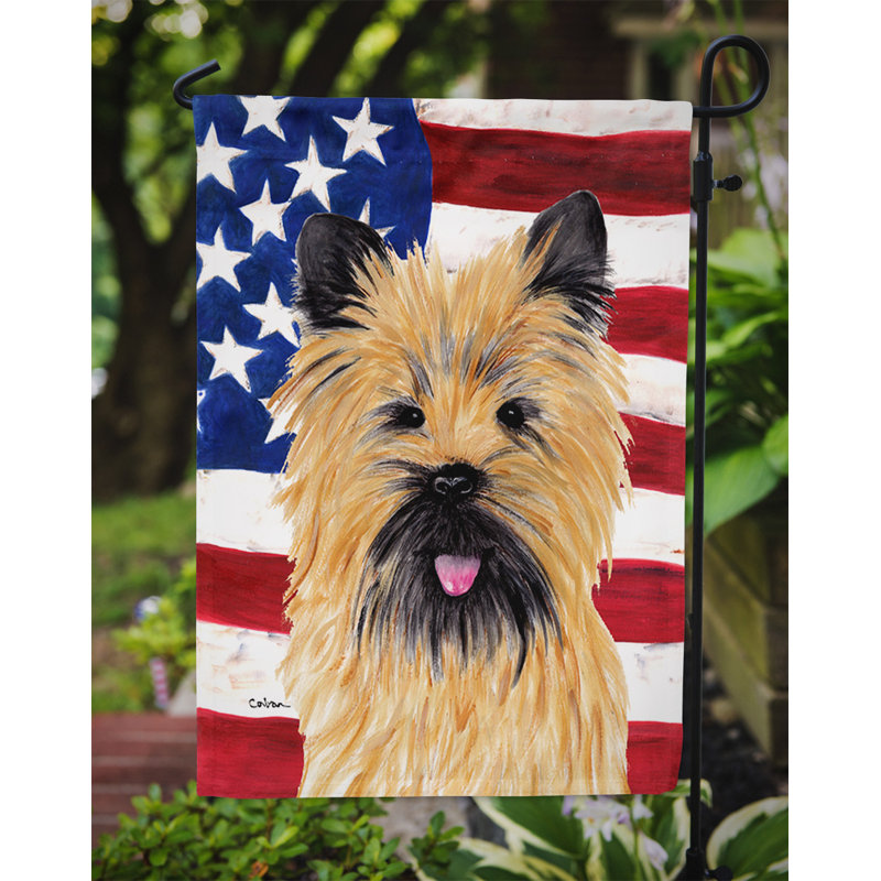 2 côtés en polyester de 2 côtés american drapeau de jardin, Cairn terrier beige