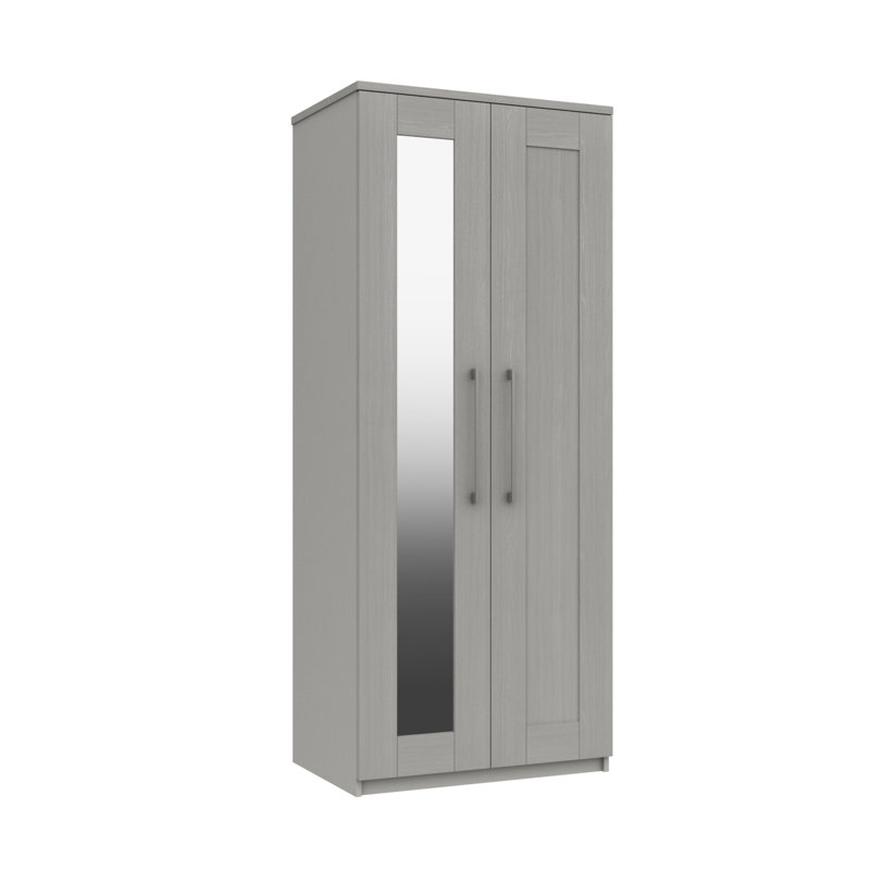 Alishma 2 Door Manufactured Wood Wardrobe, Light Grey