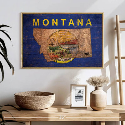 State Map Over Montana Flag