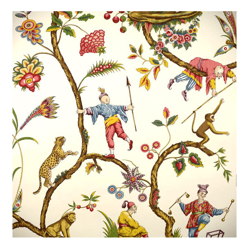 Chinoise Exotique Floral Wallpaper Roll, White
