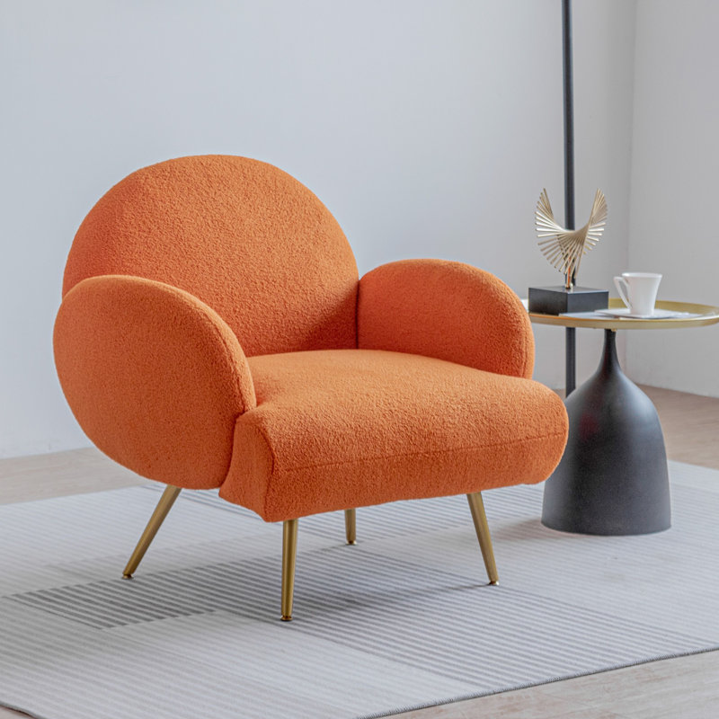 Accent Sherpa Chair Comfy Modern Living Room Chair Fabric Mid Century Bedroom Chair With Legs Arm Chair For Reading Bedroom Single
