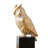 Cute Gold Owl Figurine, Checkered Resin Owl Statue with Black Pedestal Base