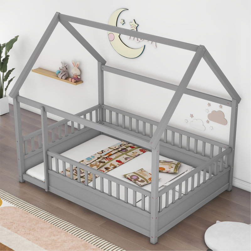 Abderraouf Bed, Full, Gray